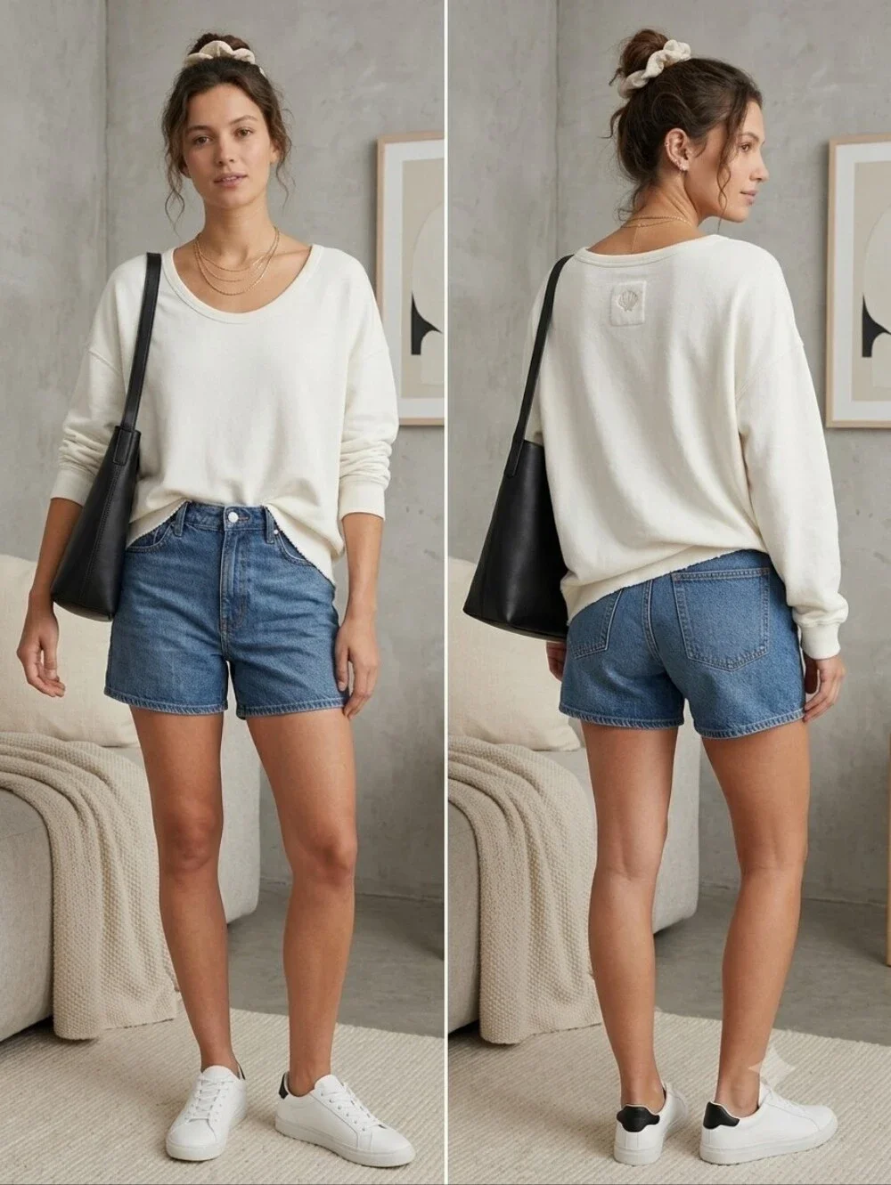 Aerie White White Oversized Scoop Neck Pullover Sweatshirt Sz S